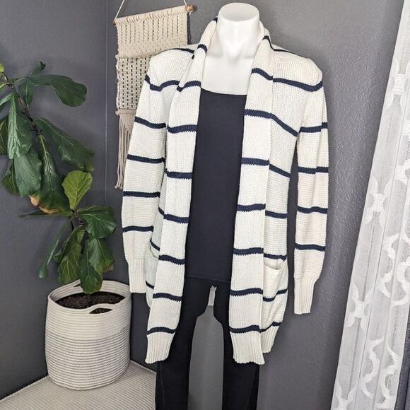 Athleta Highland Wrap Striped Knit Pocket Cardigan Womens Size Medium - Picture 4 of 11